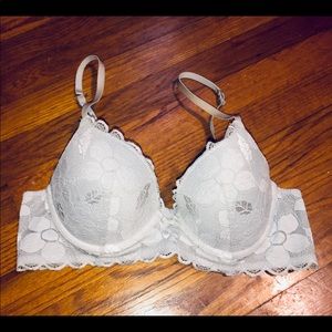 Gray Lace Aerie Underwire Push-Up Bra Size 36B